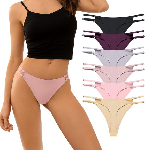 Size Small Seamless G String No show Thong Underwear (6 pk) - Picture 1 of 4